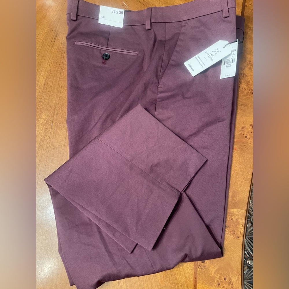 Express Men's Dress Pants in Burgundy